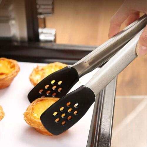 Home 304 Stainless Steel Silicone Clip Food Fried Steak Fish Barbecue Clip Bread Food Rack Kitchen Accessories Gadgets