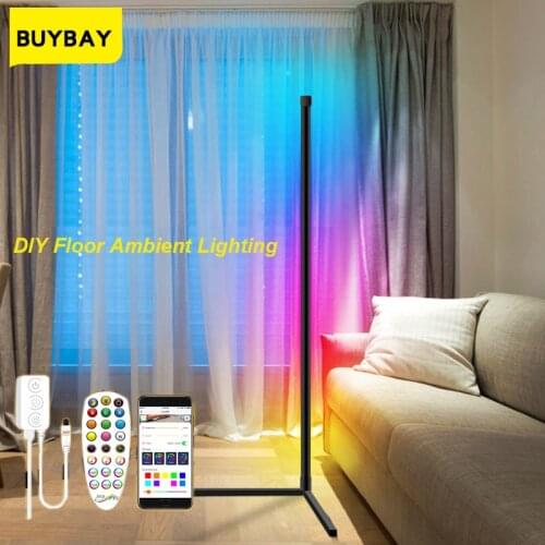 DropShipping Newest DIY RGB Floor Lamp Modern APP LED Floor Night Lights Corner Standing Lamp For Living Room Decoration