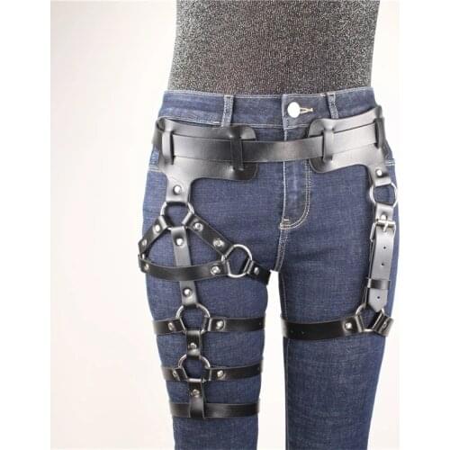 DYEFROB Leather Harness Belt Garter Sexy Women Bondage Gothic Band Haeness Adjustable Suspender Straps Body Erotic Accessories