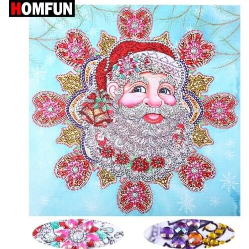 HOMFUN Diamond Painting Christmas Picture Of Rhinestones Special Shaped Diamond Embroidery Cartoon Santa Claus Home Decor 40x40