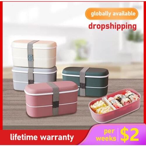 Refrigerator Fresh-keeping Box Double-layered Bento Box Plastic Material Food Childrens Lunch Box Kitchen Gadgets Accessories