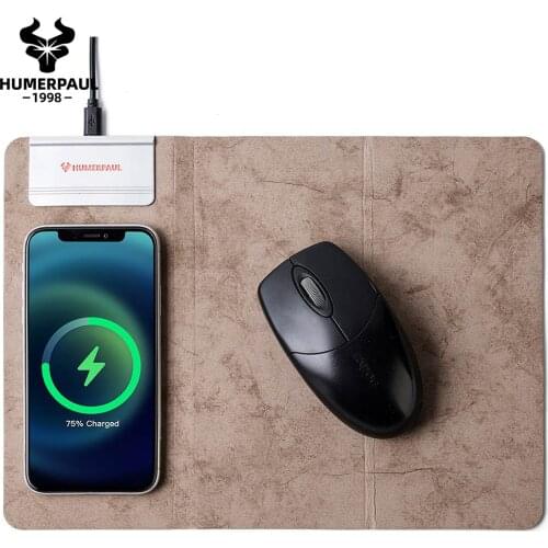 PU Leather Chargeable Mouse Pad Small Non-Slip Portable Desk Table Protector Gaming Mouse Mat Phone Holder Stand High Quality