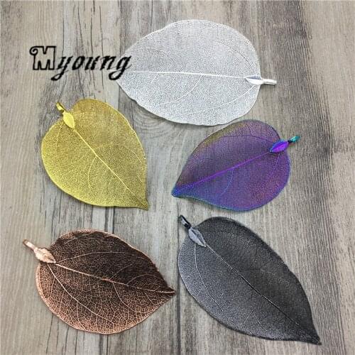 Fashion Leaf Shape Copper Titanium Pendants Charms For DIY Jewelry MY2064