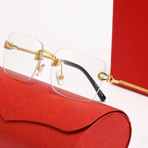 Metal Sunglasses Rimless Square Sunglasses Luxury Mens Sunglass 2021 Sun Glasses Brand Shade For Men