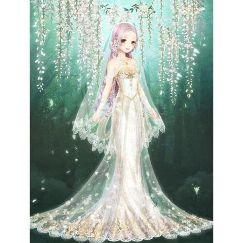 DIY Stamped Printed Cross Stitch Kit,Sets For Embroidery Full Cross-Stitching Silk Floss Or Cotton Girl