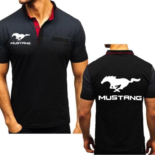 New Summer Men’s short sleeve Mustang car Logo printing high quality Fashion casual Cotton Mens short sleeve