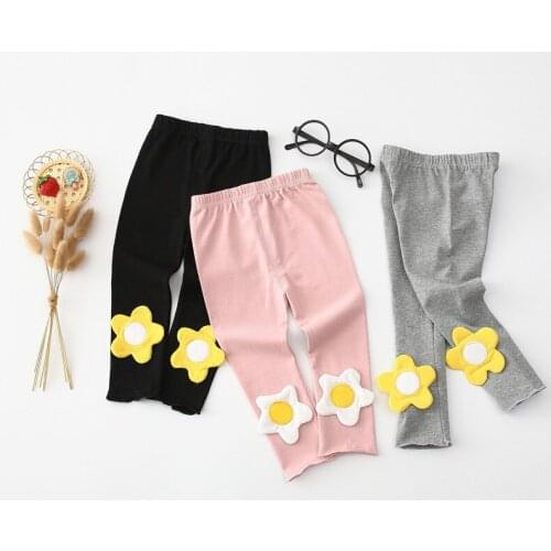 2020 New Girls' leggings Thin Baby Pants Hand-embroidered Poached Egg Trousers Spring Autumn Childrens Pants