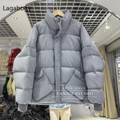 Lagabogy 2021 New Winter Women Ultra Light 90% White Duck Down Coat Female Loose Warm Puffer Jacket Zipper Pocket Snow Outwear