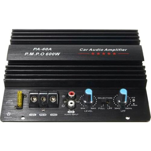 PA-60A amplifier Black 12V 600W Amplifier Board Mono Car Audio Power Amplifier Powerful Bass Subwoofers Amplifier