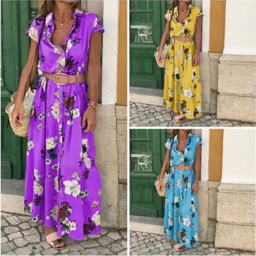 Traf 2021 Bohemian Retro Print Dress Short Sleeve V-Neck Robe Shein Summer Women Elegant Vacation Beach Long Maxi Dresses AB 314