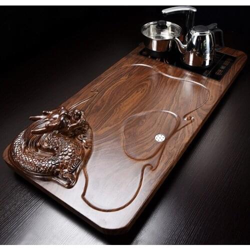 Solid wood tea tray, drain water storage, kung fu tea set, drawer, tea room, tabletop, chinese tea room ceremony tools