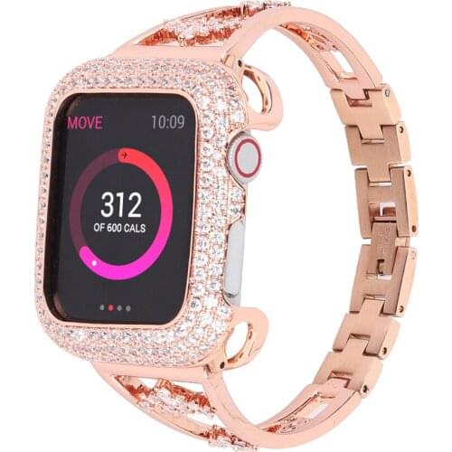 Strap for Apple Watch Band 6 5 SE 4 3 42 /44mm 38/40mm Diamond Stainless Steel Bracelet Metal for Iwatch Series Watchband