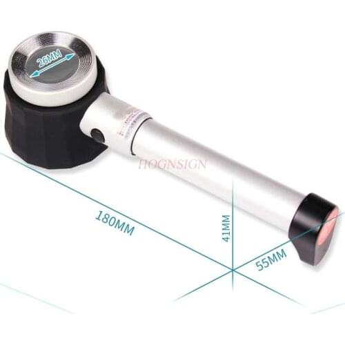 Handheld magnifying glass 45 times led with lamp reading optical glass lens with scale measurement clearing identification tool