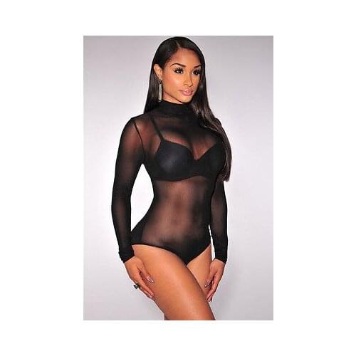 Sexy Womens Long Sleeve Bodysuit Jumper Bodycon Bandage Jumpsuit Short