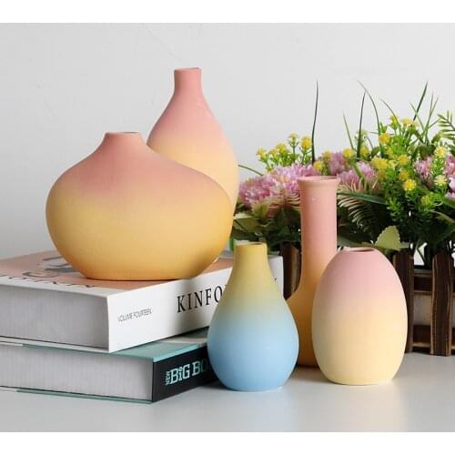 Nordic Ins Ceramics Vase Living Room Wine Cabinet Desktop Flower Arrangement Art Dried Flower Vases Home Decoration Accessories