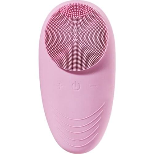 IPX7 Waterproof Silicone Facial Massager Facial Pore Washing Brush Ultrasonic Cleaning Brush Face Skin Care Tools Pink