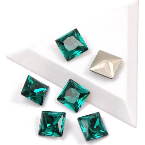 YANRUO 4447 Best Quality Glass Material Rhinestones Blue Zircon Color Princess Square Shape Shing Rhinestone For 3D Nail Art Gem