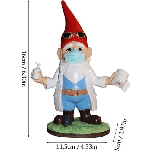 F2TE Funny Garden Gnome Decorations Outdoor Doctor Statue Fairy Garden Dwarf Figurine Resin Ornaments for Home Patio Yard Lawn