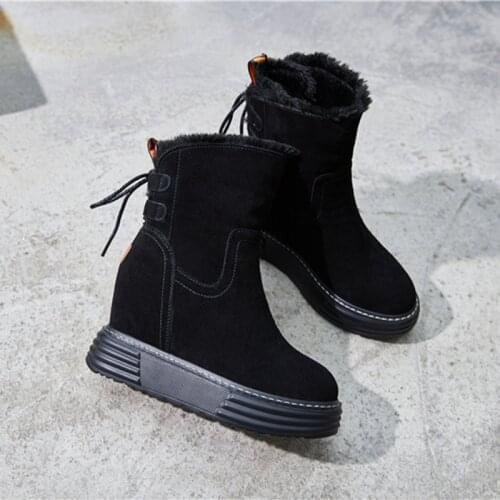 SWONCO High Top Winter Shoes Women Snow Boots Platform Sneakers Winter 2019 New Female Casual Shoes Black Ankle Boots Wedges