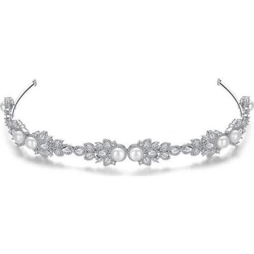 Fashion Ladies Wedding Band Headpieces Cube Zircon Bridal Hair Accessories Headdress Bridal Crystal Rhinestone Hair Tiaras Crown