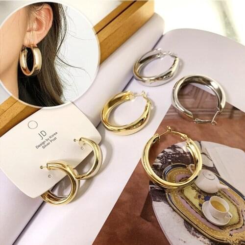 Gold Earrings Minimalist Large Circle Geometric Round Big Hoop Earrings For Women Girl Wedding Party Jewelry Earrings