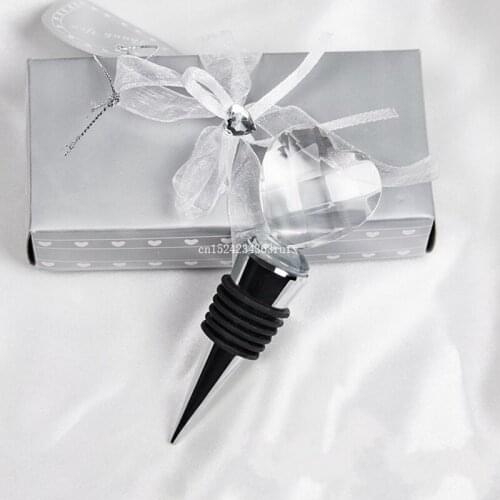 100pcs Heart Shaped Crystal Wine Bottle Stopper Wedding & Bridal Shower Favors Globe Diamond Stoppers Party Giveaway Gift