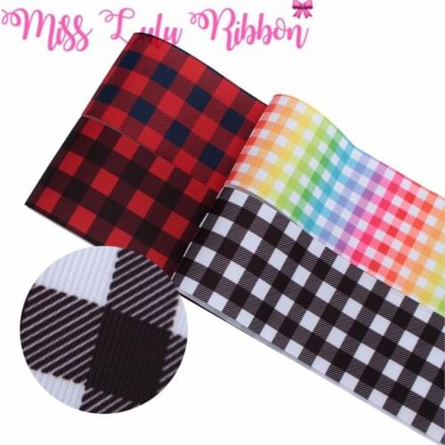 16mm-75mm Geometric Check Gradient Color Black White Printed Grosgrain/Elastic Ribbon Stripes DIY Hair Bowknots 50yards/roll