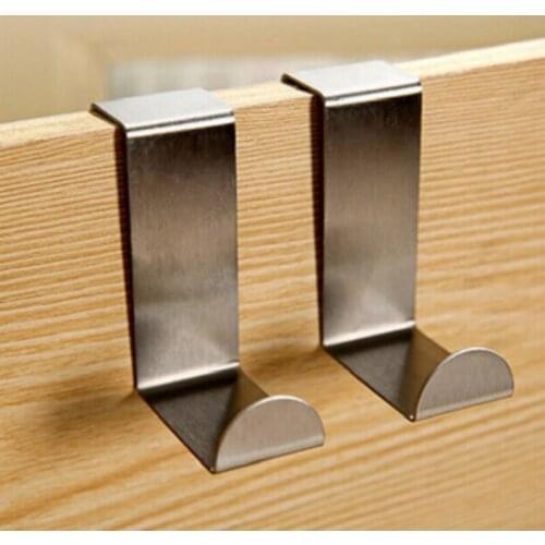 2Pcs/Set Stainless Steel Self Holder Home Kitchen Wall Door Pothook Holder Hook Hanger Hanging Coat Hooks Drawer Cabinet Towel
