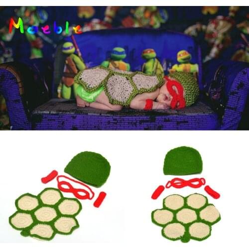 2019 Ninja Turtles Newborn Baby Photography Props Crochet Baby Cartoon Costume Crochet Infant Baby Turtle Outfit MZS-16035