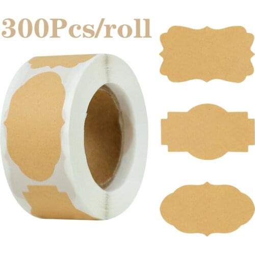 300Pcs/roll Vintage Brown Kraft Convenience Stickers Blank Seal Classification Lable DIY Baking Packing Holiday Party Gift Tag