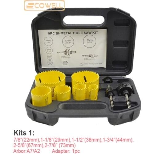 35% OFF 9PCS 22mm-73mm HSS M3 Hole Saws Kits With Tools Box,Bi-metal M3 saw for metal and wood hole cutting