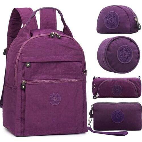 5pcs/set Casual Design Famous Brand Women Backpacks Laptop Bag School Bags for Teenagers Girls With Monkey Keychain