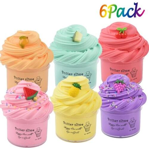 New 6pcs 100ml DIY Modeling Clay Rainbow Cotton Cloud Slime Fluffy Mud Stress Relief Toy Plasticine Kit Kid Toy