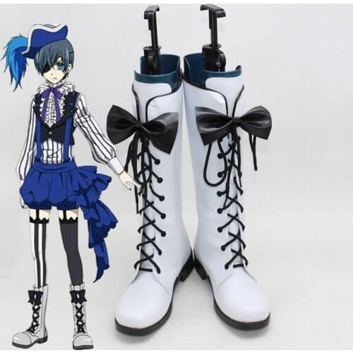 Anime Black Butler Ciel Phantomhive Circus Cosplay Boots Lace-up High Heels Cosplay Shoes for Women/Men costum made any size