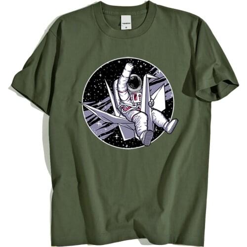 Beyond Folding Astronaut Print Clothes Crewneck Loose Tops Loose Breathable Mens T-Shirt Simplicity Summer Loose Tee Clothes