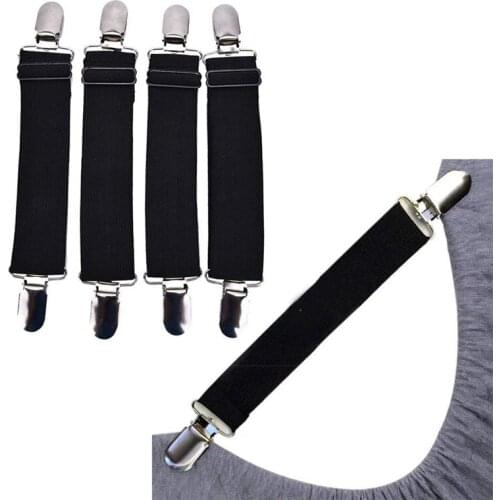 BMBY-Sheet Straps Adjustable Bed Corner Holder Elastic Straps Fasteners Clips Grippers Mattress Cover Sheet Bed Suspenders, Blac