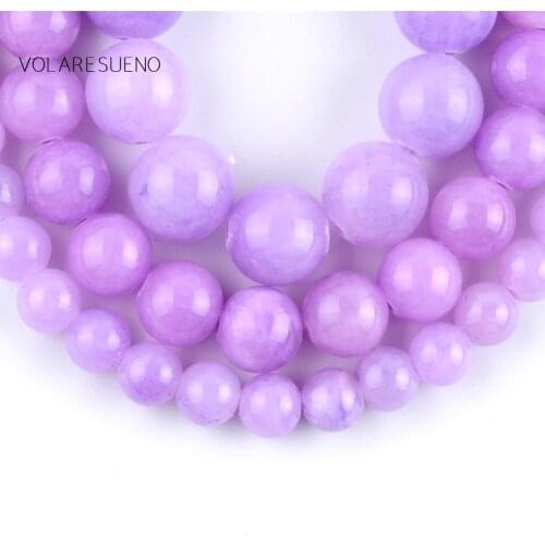 Purple Jades Natural Round Loose Beads 15” Strand Pick 4-12mm Spacer Beads For Charm Necklace Bracelet Accessory Jewelry Making