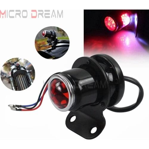 Cafe Racer Motorcycle Retro Lucas Rear Brake Tail Light Taillamp License Plate Light For Harley Bobber Chopper Custom Taillight