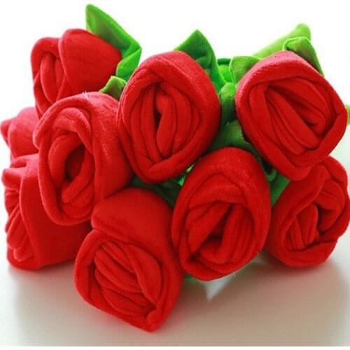 1/5/10 Plush Rose Flower Bouquet Valentines Gift Stuffed Toy For Wedding Decoration