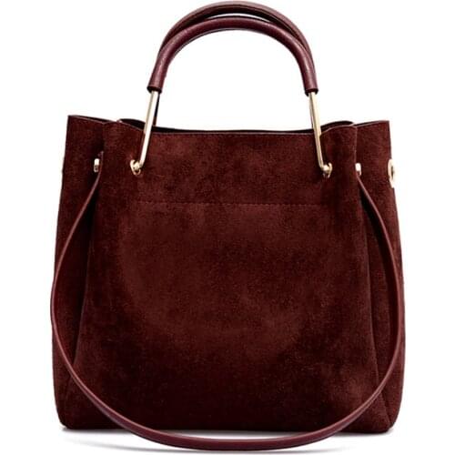 Ladies Handbags and Purses Female Solid Color Shoulder Vintage Leather Womens Tote Luxury Faux Suede Crossbody Bags