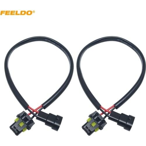 FEEKDO 2PCS 12V Auto H11 To 9005/9006 Plug Power Cable HID Conversion Kit Xenon Lamp Bulb Power Wire Harness #HQ5978