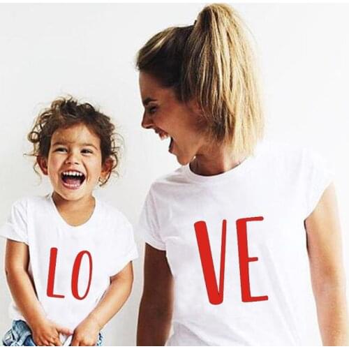 1PC Fashion Family Matching Tshirt Short Sleeve Soft Mommy and Me Clothes LO&VE T-shirt Mother and Daughter Mothers Day Clothes