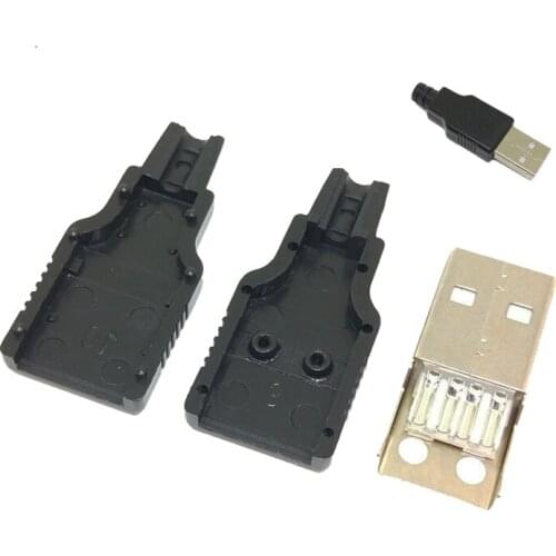 Hot sale 20PCS/LOT wire-type three-piece plastic shell male USB A-type male connector housing with plastic wire 4P4
