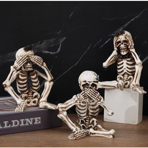 Halloween new product skeleton ghost skeleton three-piece resin Halloween decoration props haunted house secret room decoration
