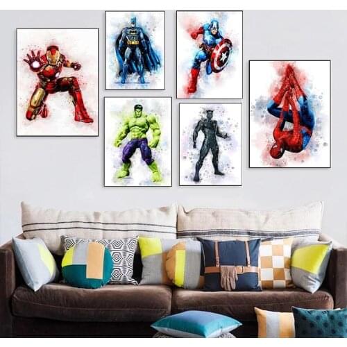 Superhero Avengers Canvas Painting Marvel Spider-Man Iron Man Hulk Art Wall Prints Poster Prints for Living Room Home