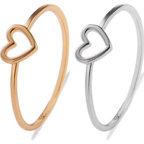 Simple Fashion Good Luck Golden Heart Shaped Female Ring Anniversary Wedding Friend Gift Wild Ring Set Accessories