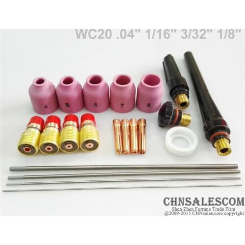 CHNsalescom 21 pcs TIG Welding Torch Stubby Gas Lens Kit for Tig WP-17/18/26 Series WC20