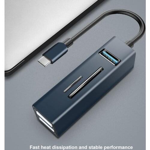 Lightweight Portable USB Type-C TF/SD-Card Plug Play Cable Hub Plug Play Docking Station Low Power Consumption