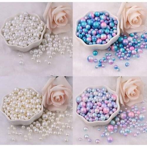 Multi Size 3-10mm Mermaid Gradient Wrinkle ABS Imitation Round Pearls Bead No Hole for Nail Art DIY Craft Scrapbook Decoration