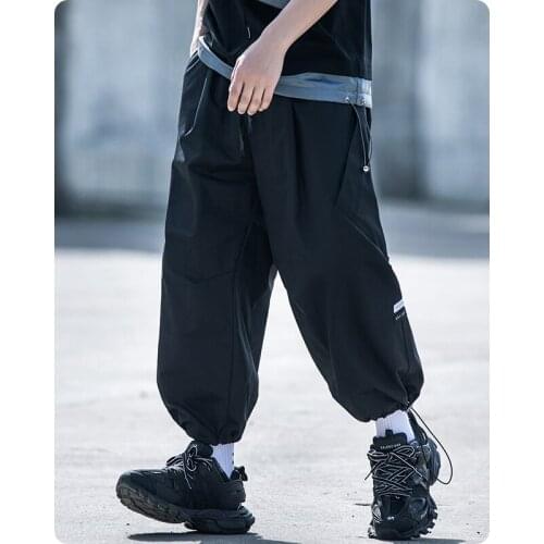 Mens clothes Harajuku Safari Style Elastic waist jogger Cargo Pants Full Length loose comfortable Big pocket Hiphop michalkova